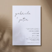 Einfache Minimalistische Schwarz-Weiß-Hochzeit Einladung