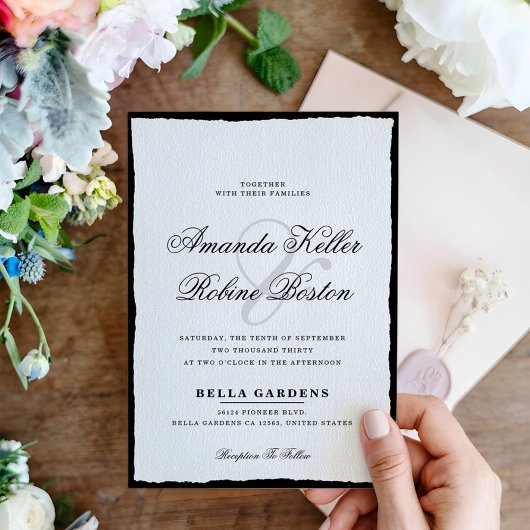 Einfache Minimalistische Schwarz-Weiß-Hochzeit Einladung