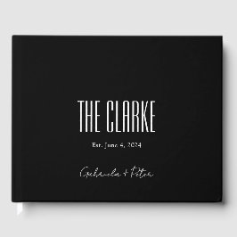 Einfache Minimalistische Schwarz-Weiß-Hochzeit Gästebuch