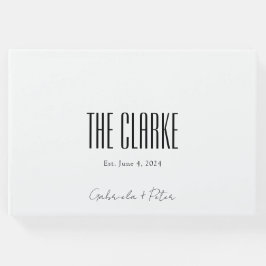 Einfache Minimalistische Schwarz-Weiß-Hochzeit Gästebuch