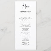 Einfache Minimalistische Schwarz-Weiß-Hochzeit Menükarte (Vorderseite)