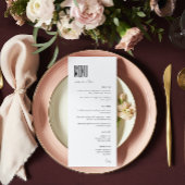 Einfache Minimalistische Schwarz-Weiß-Hochzeit Menükarte