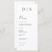 Einfache Minimalistische Schwarz-Weiß-Hochzeit Menükarte (Vorne/Hinten)