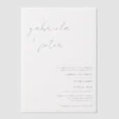 Einfache Minimalistische Schwarz-Weiß-Hochzeit Pergament Einladungen (Vorderseite)