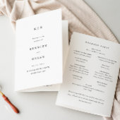 Einfache Minimalistische Schwarz-Weiß-Hochzeit Programm