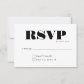 Einfache Minimalistische Schwarz-Weiß-Hochzeit RSVP Karte (Vorderseite)
