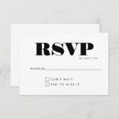 Einfache Minimalistische Schwarz-Weiß-Hochzeit RSVP Karte (Vorne/Hinten)