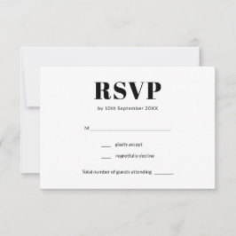 Einfache Minimalistische Schwarz-Weiß-Hochzeit RSVP Karte
