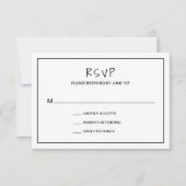 Einfache Minimalistische Schwarz-Weiß-Hochzeit RSVP Karte (Vorderseite)