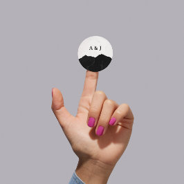 Einfache Minimalistische Schwarz-Weiß-Hochzeit Runder Aufkleber