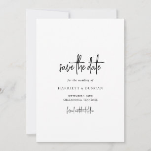 Einfache Minimalistische Schwarz-Weiß-Hochzeit Save The Date
