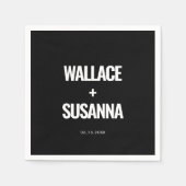 Einfache, minimalistische Schwarz-Weiß-Hochzeit Serviette (Vorderseite)