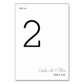 Einfache Minimalistische Schwarz-Weiß-Hochzeit Tischnummer (Rückseite)