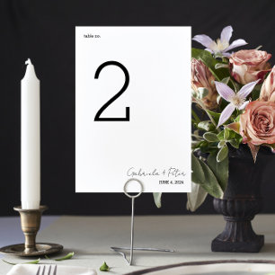 Einfache Minimalistische Schwarz-Weiß-Hochzeit Tischnummer
