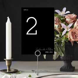 Einfache Minimalistische Schwarz-Weiß-Hochzeit Tischnummer