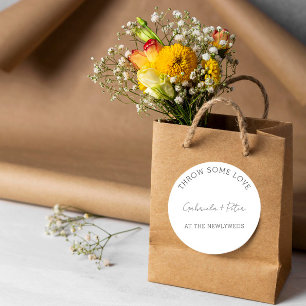 Einfache Minimalistische Schwarz-Weiß-Hochzeit Vie Runder Aufkleber