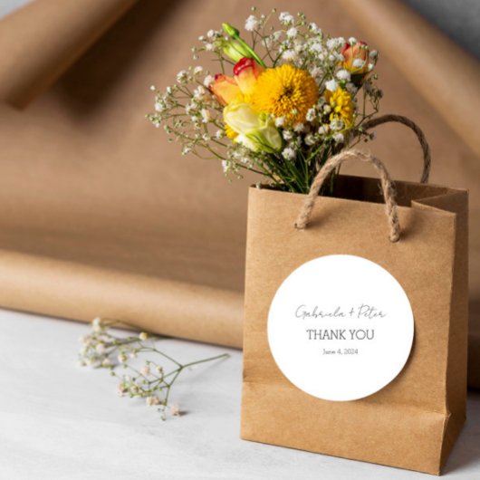 Einfache Minimalistische Schwarz-Weiß-Hochzeit Vie Runder Aufkleber