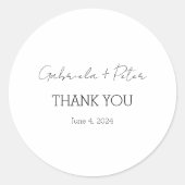 Einfache Minimalistische Schwarz-Weiß-Hochzeit Vie Runder Aufkleber (Vorderseite)