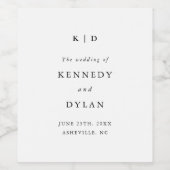 Einfache Minimalistische Schwarz-Weiß-Hochzeit Weinetikett (Einzelnes Label)