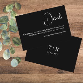 Einfache Minimalistische Schwarz-Weiß-Hochzeitsdet Begleitkarte