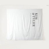 Einfache minimalistische Schwarz-Weiß-Hochzeitskul Wandteppich (Vorderseite (Horizontal))