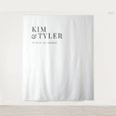 Einfache minimalistische Schwarz-Weiß-Hochzeitskul Wandteppich (Vorderseite)