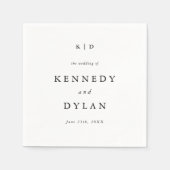 Einfache Minimalistische Schwarz-Weiß-Hochzeitsmon Serviette (Vorderseite)