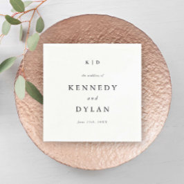 Einfache Minimalistische Schwarz-Weiß-Hochzeitsmon Serviette