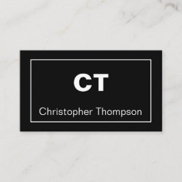 Einfache Minimalistische Schwarz-Weiß-Initialen Visitenkarte