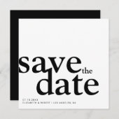 Einfache Minimalistische Schwarz/Weiß Moderne Klas Save The Date (Vorne/Hinten)