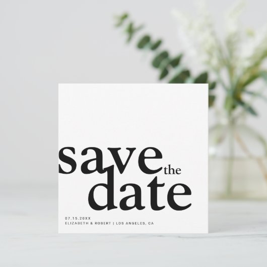 Einfache Minimalistische Schwarz/Weiß Moderne Klas Save The Date (Stehend Vorderseite)