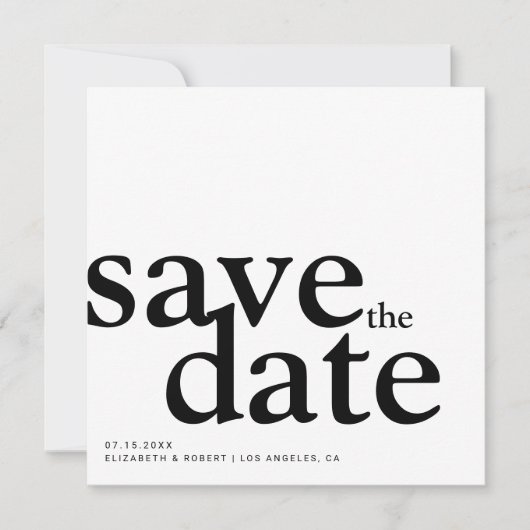 Einfache Minimalistische Schwarz/Weiß Moderne Klas Save The Date (Vorderseite)