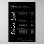 Einfache Minimalistische Schwarz-Weiß-Preisliste Poster (Vorne)