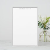 Einfache Minimalistische Schwarz-Weiß-Rahmen Briefpapier (Stehend Vorderseite)