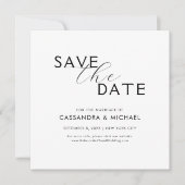 Einfache Minimalistische Schwarz-Weiß-Schrift-Hoch Save The Date (Vorderseite)