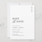 Einfache Minimalistische Schwarz-Weiß-Script-Hochz Save The Date (Vorderseite)