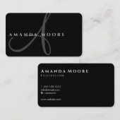 Einfache Minimalistische Schwarz-Weiß-Script-Monog Visitenkarte (Vorne/Hinten)