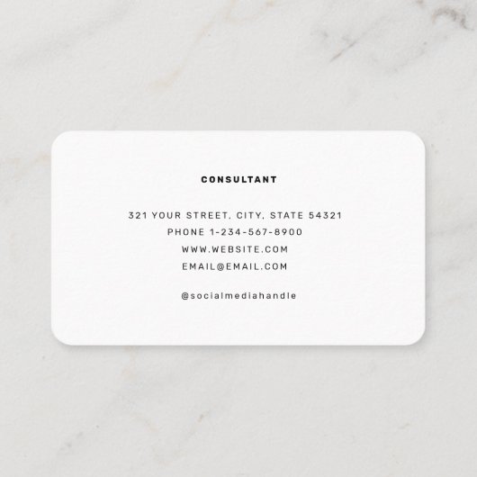 Einfache Minimalistische Schwarz/Weiß-Social Media Visitenkarte (Rückseite)