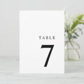 Einfache Minimalistische Schwarz-Weiß-Tischnummer Dankeskarte (Stehend Vorderseite)