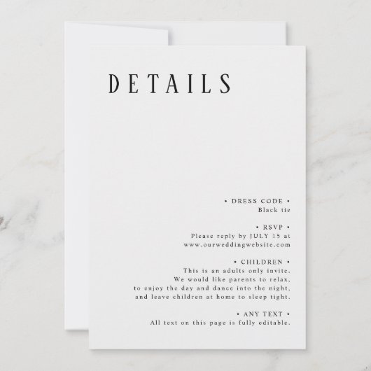 Einfache Minimalistische Schwarz-Weiß-Typografie-H Einladung (Rückseite)