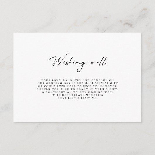 Einfache Minimalistische Schwarz-weiße Hochzeit wü Begleitkarte (Vorderseite)