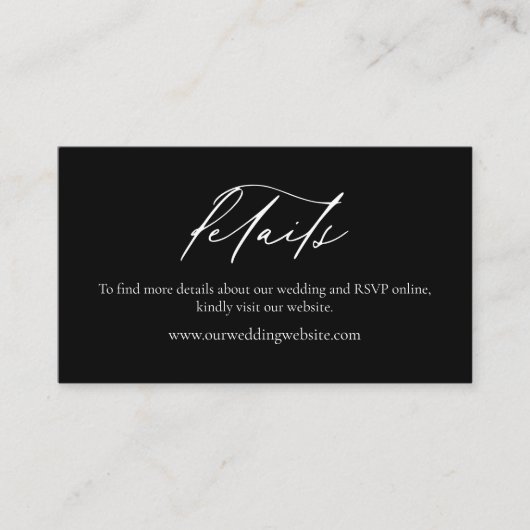Einfache Minimalistische Schwarz-weiße Hochzeitsde Visitenkarte (Vorderseite)