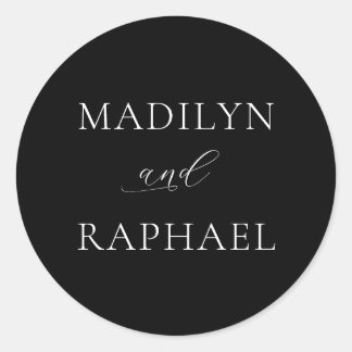 Einfache Minimalistische Schwarz-weiße Personalisi Runder Aufkleber