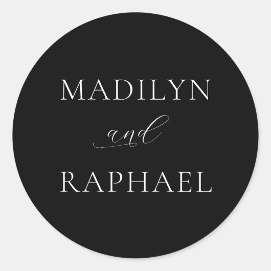 Einfache Minimalistische Schwarz-weiße Personalisi Runder Aufkleber (Vorderseite)