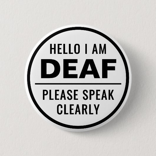 Einfache Minimalistische Schwarz-weiße Rede eindeu Button (Vorderseite)