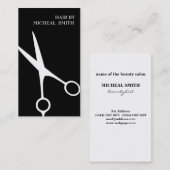 Einfache Minimalistische Schwarz-weiße Schere-Haar Visitenkarte (Vorne/Hinten)