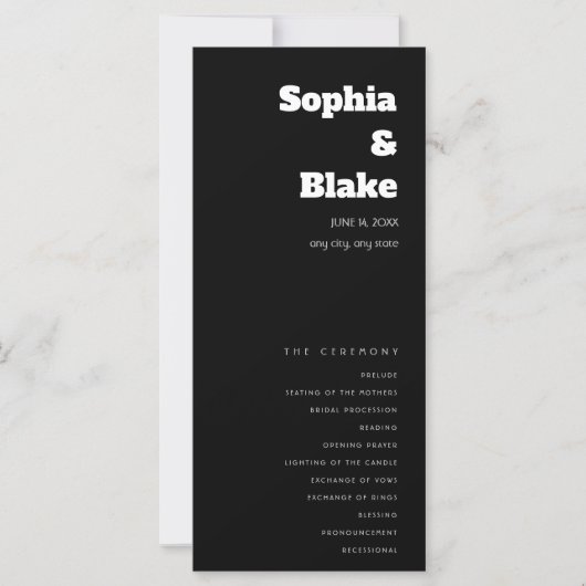 Einfache Minimalistische Schwarze Hochzeit (Vorderseite)