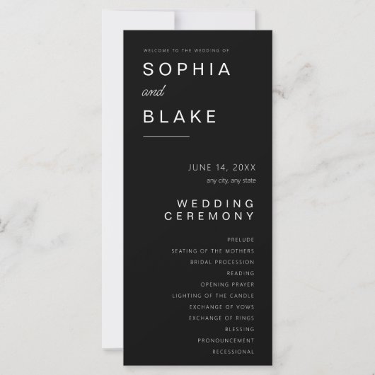 Einfache Minimalistische Schwarze Hochzeit (Vorderseite)