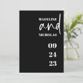 Einfache Minimalistische Schwarze Hochzeit Einladung (Stehend Vorderseite)
