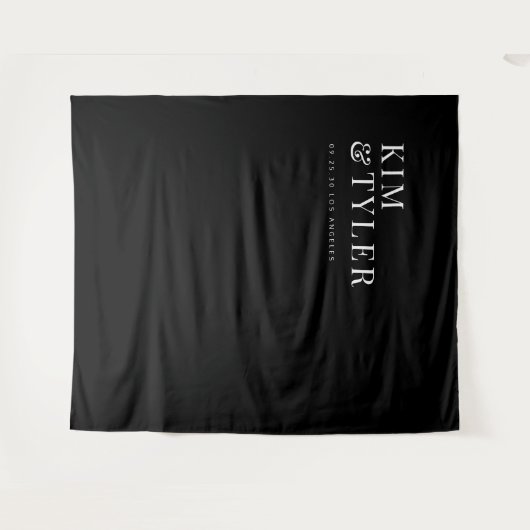 Einfache minimalistische schwarze Hochzeitslandsch Wandteppich (Vorderseite (Horizontal))